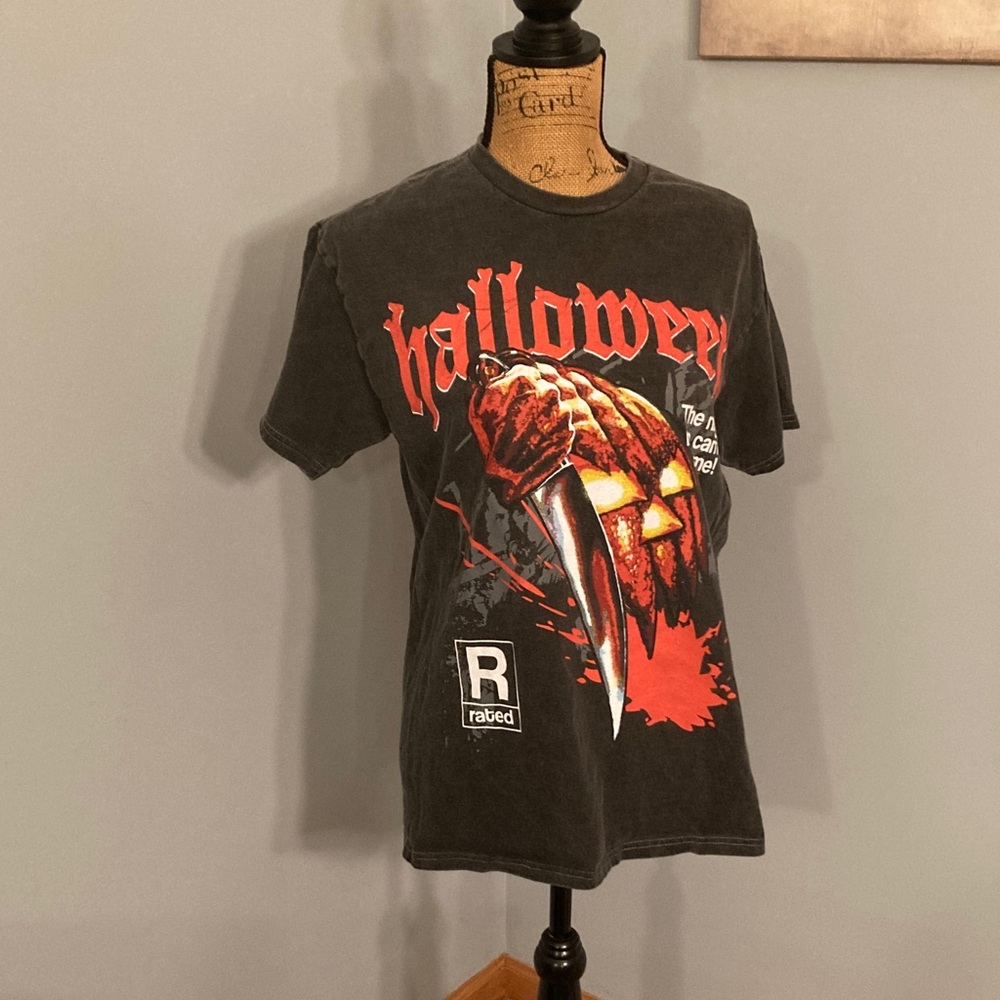 Halloween Movie Graphic Tee - Black and Orange- Women Size M